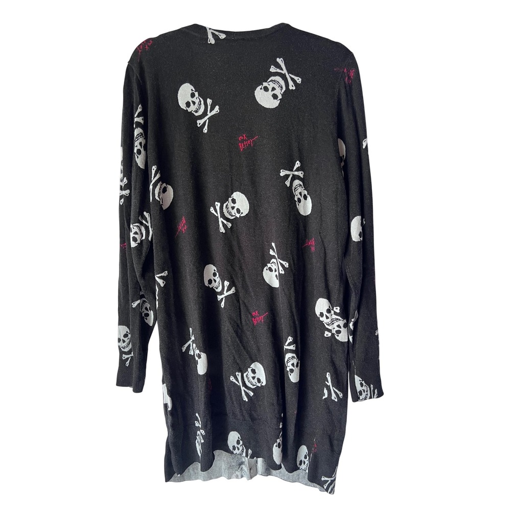 Torrid x Betsey Johnson Skull Crossbones Longline Cardigan Sweater Black Pink 1 - Picture 3 of 7